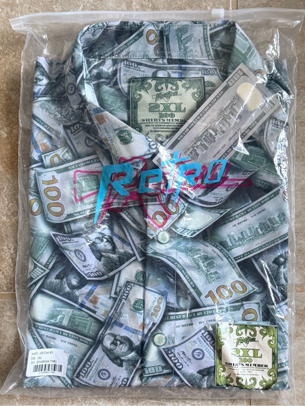 Retro Rifle Exclusive 100 Club 2XL Hundo SS Shirt-$100 bills